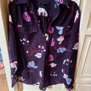 Ann Taylor Purple Floral Blouse